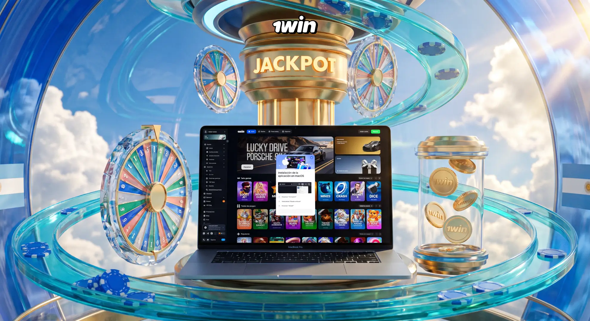 Depósitos y bonos desde la app de 1win Argentina